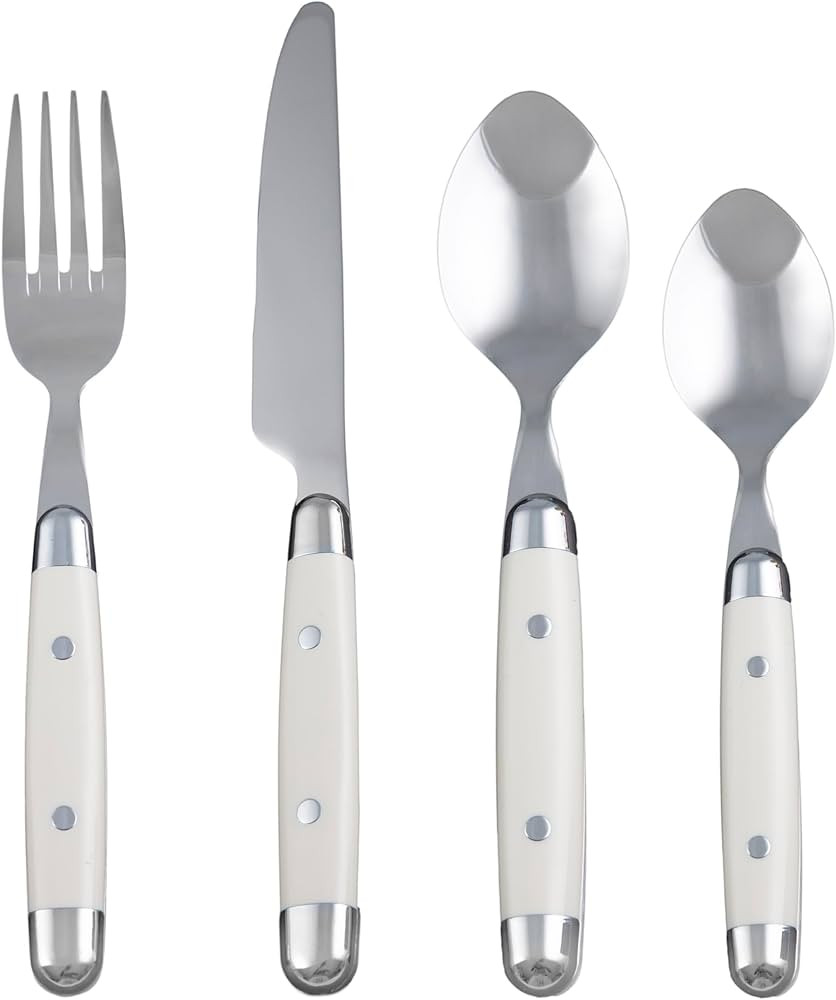 Cambridge Silverware Set, Jubilee White 16-Piece Flatware Set, Service for 4, 18/0 Stainless Stee... | Amazon (US)