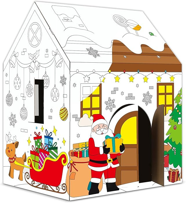 Christmas Playhouse Huge Snowman Gingerbread Cardboard House DIY Coloring Playhouse Large Art Cra... | Amazon (US)