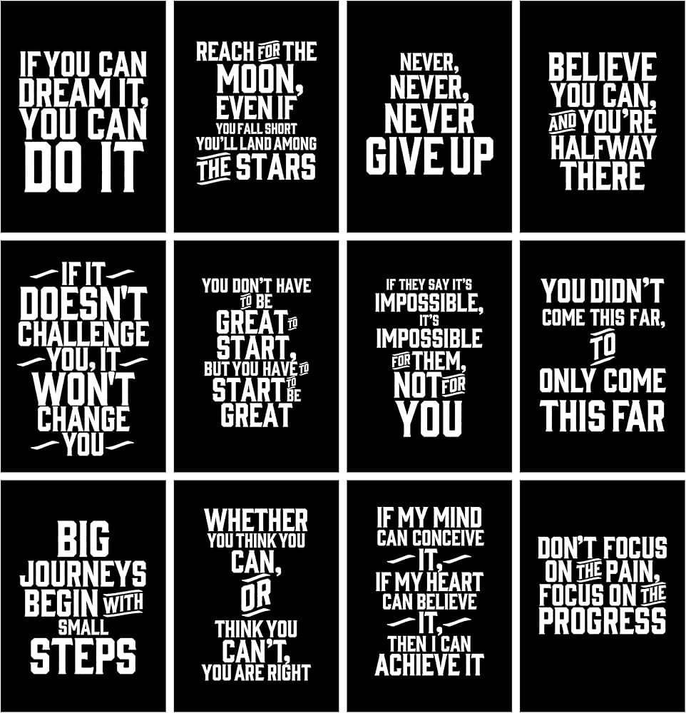 Verbier Inspirational Quotes Wall Decor - 12 x A4 (11.7" x 8.3") motivational posters for room de... | Amazon (US)