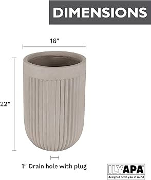 Ilyapa 16x22 inch Fluted Extra Large Modern Concrete Outdoor Planter, Large Indoor Plant Pot with... | Amazon (US)