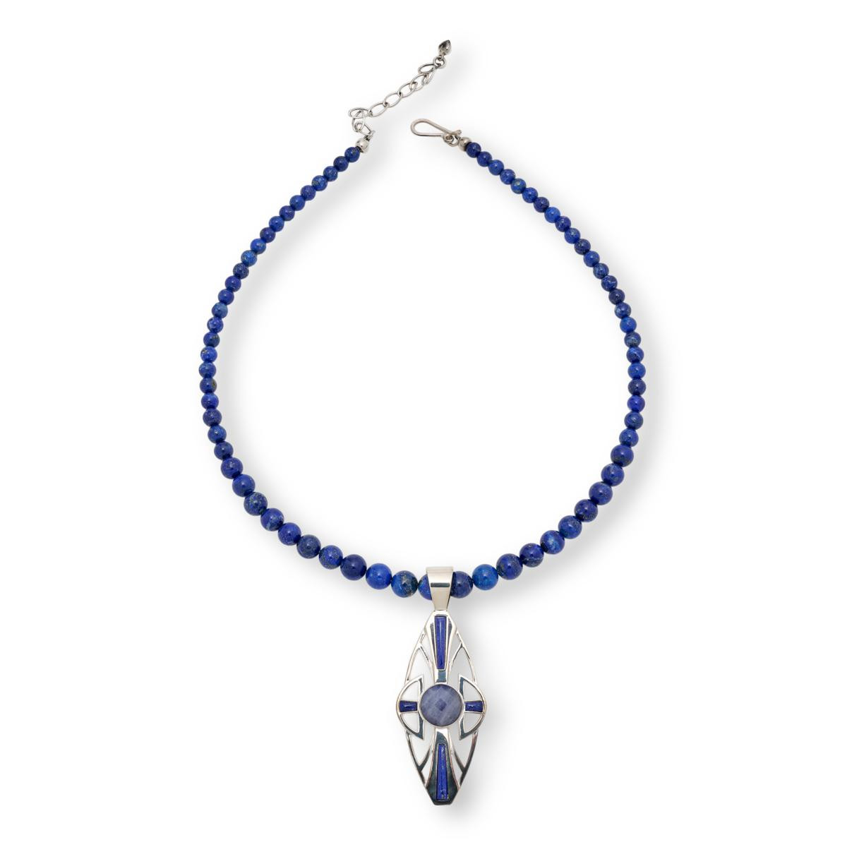Jay King Sterling Silver Tanzanite & Lapis Pendant with Bead Necklace | HSN