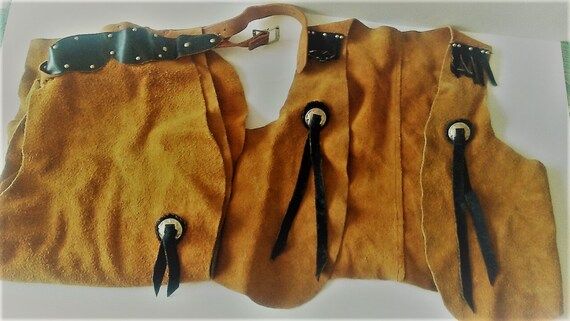 Vintage Suede Leather Chaps & Vest Set ~ Child's Cowboy Cowgirl Costume Play Set Dress-Up Western... | Etsy (US)