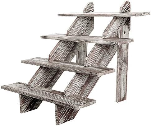 MyGift Cascading 4-Tier Rustic Torched Wood Retail Display Riser, Decorative Merchandise Stand | Amazon (US)
