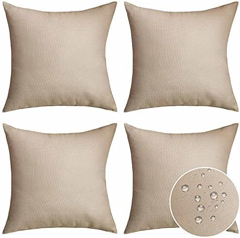 Home Brilliant Linen Pillow Covers Waterproof Outdoor Pillows for Patio Pillow Covers for Couch, 18  | Amazon (US)