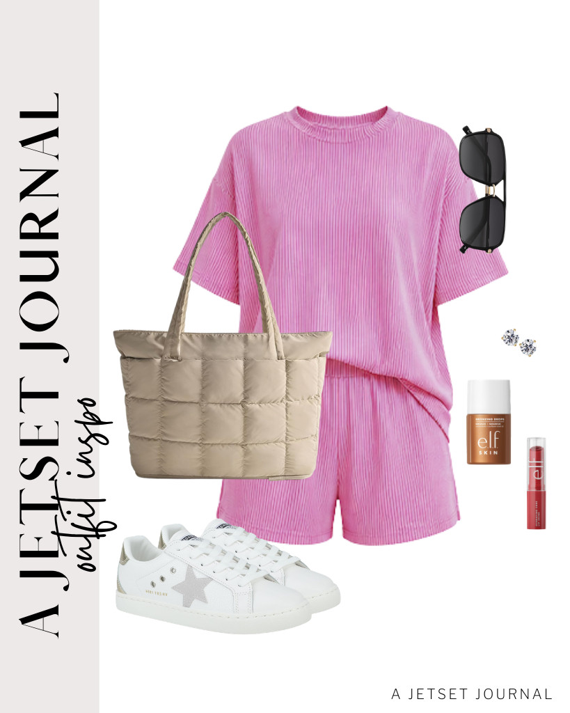 The next outfit is a MARZXIN 2-piece set paired with VINTAGE HAVANA sneakers. BAGSMART's expandable tote bag and these stud earrings complement the fit. Complete the look with e.l.f. Hydrating Core Lip Shine and e.l.f. SKIN Bronzing Drops.

#LTKSeasonal #LTKSaleAlert #LTKTravel
 

 