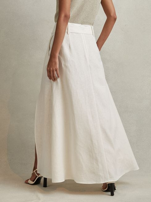 High Rise Linen Maxi Skirt | Reiss UK