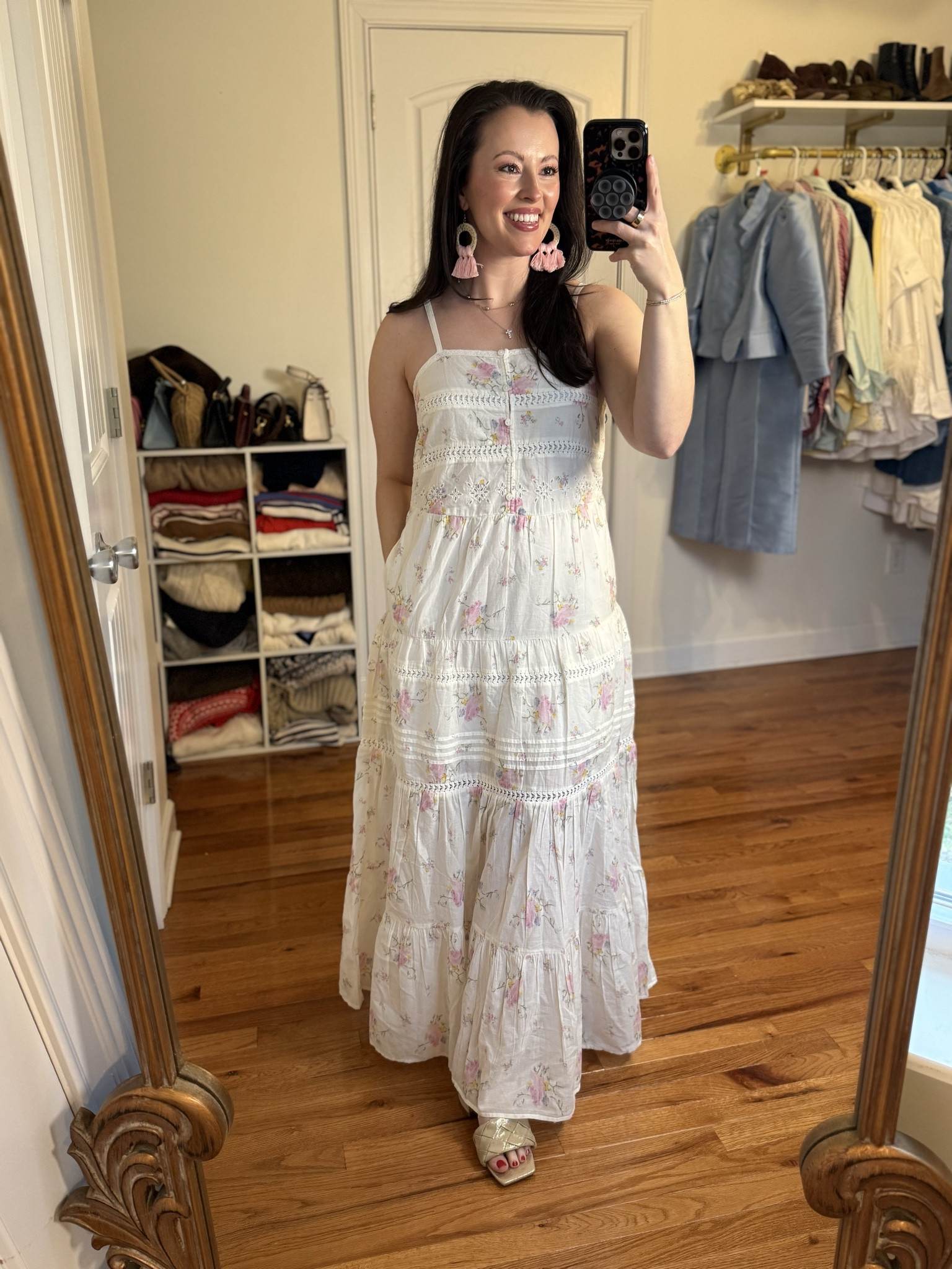 Pink and white floral maxi dress for spring
100% cotton dress 
Small
Easter dress 2026 

#LTKSeasonal #LTKTravel