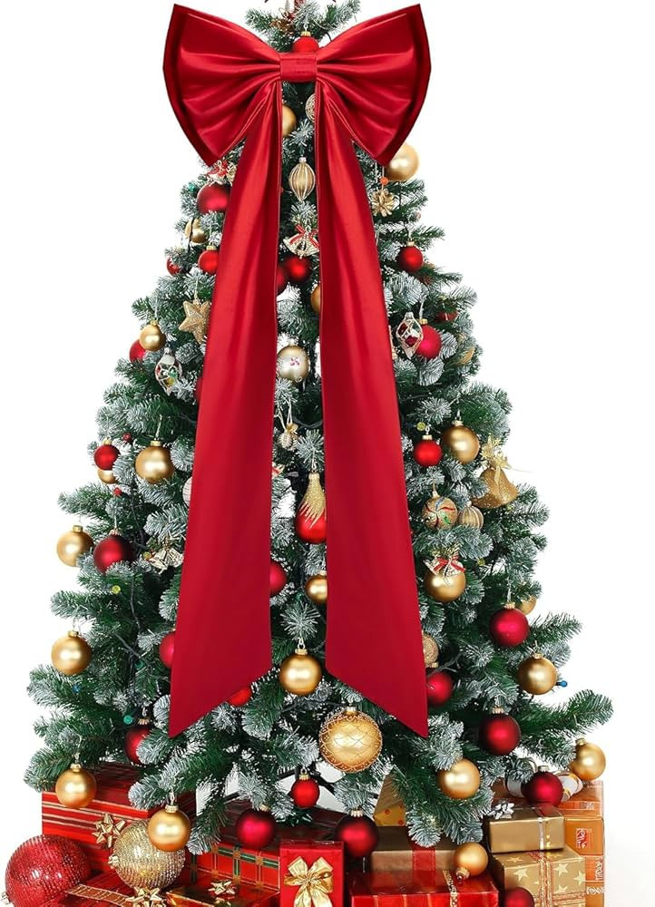 52.2x15.5Inch Giant Red Stain Bow for Christmas Tree - Large Christmas Tree Topper Bow Ornament -... | Amazon (CA)