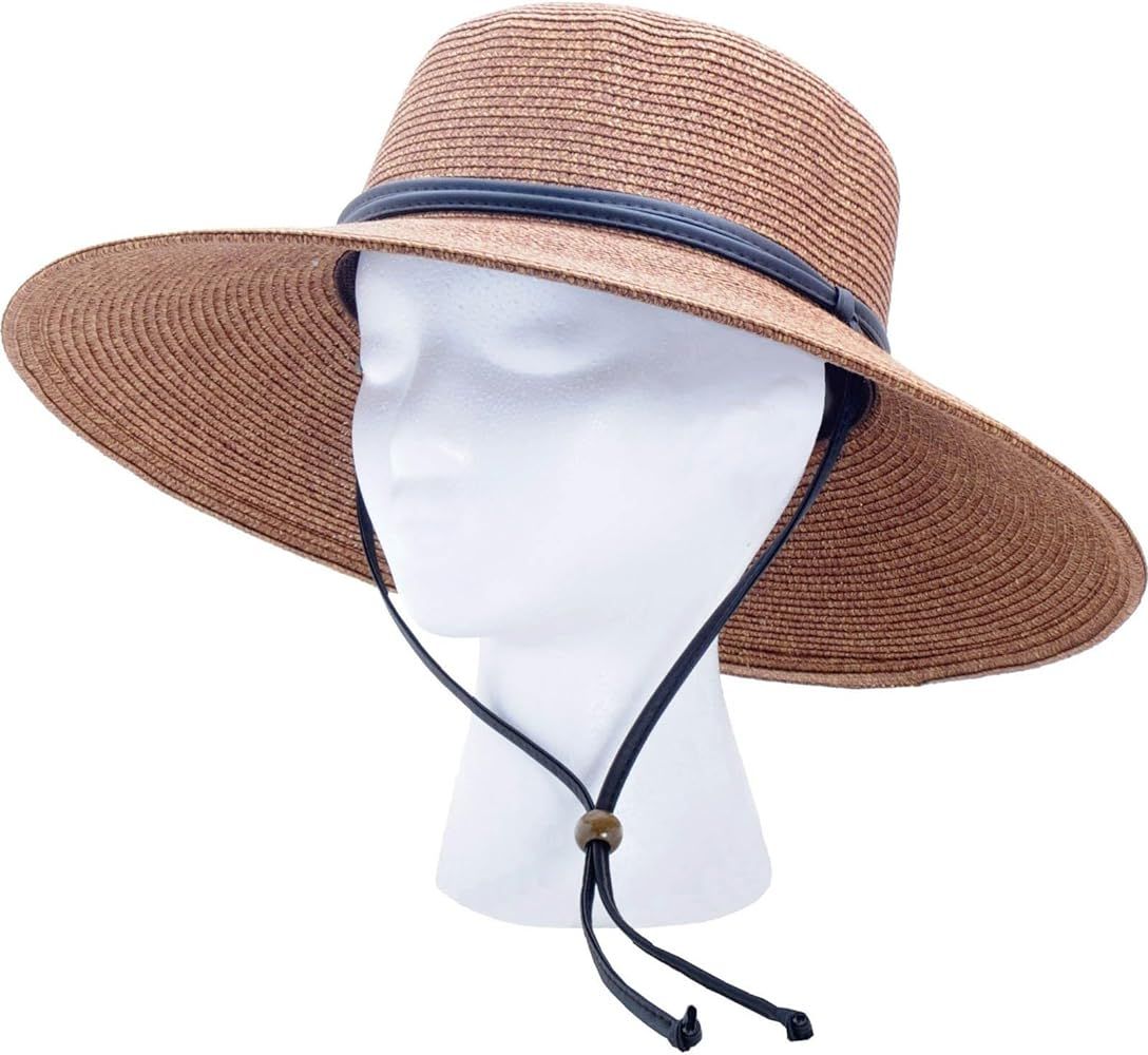 Sloggers Women's Wide Brim Braided Sun Hat with Wind Lanyard - UPF 50+ Maximum Sun Protection | Amazon (US)