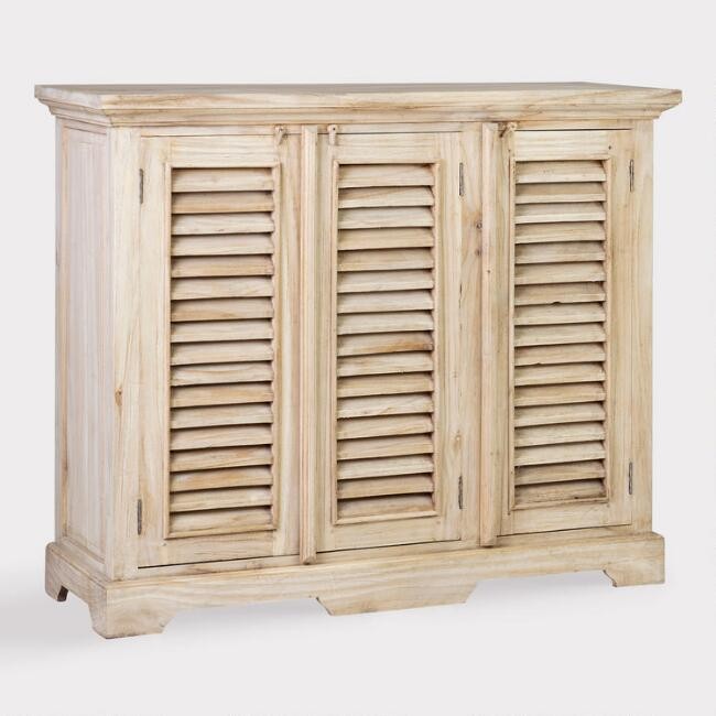 Natural Wood Shutter Door Noam Storage Cabinet | World Market