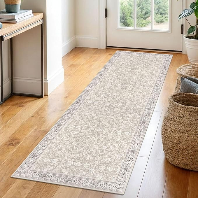 2x6 Washable Runner Rug for Hallways, Grey Begie Soft Neutral Vintage Kitchen Rugs with Non-Slip,... | Amazon (US)