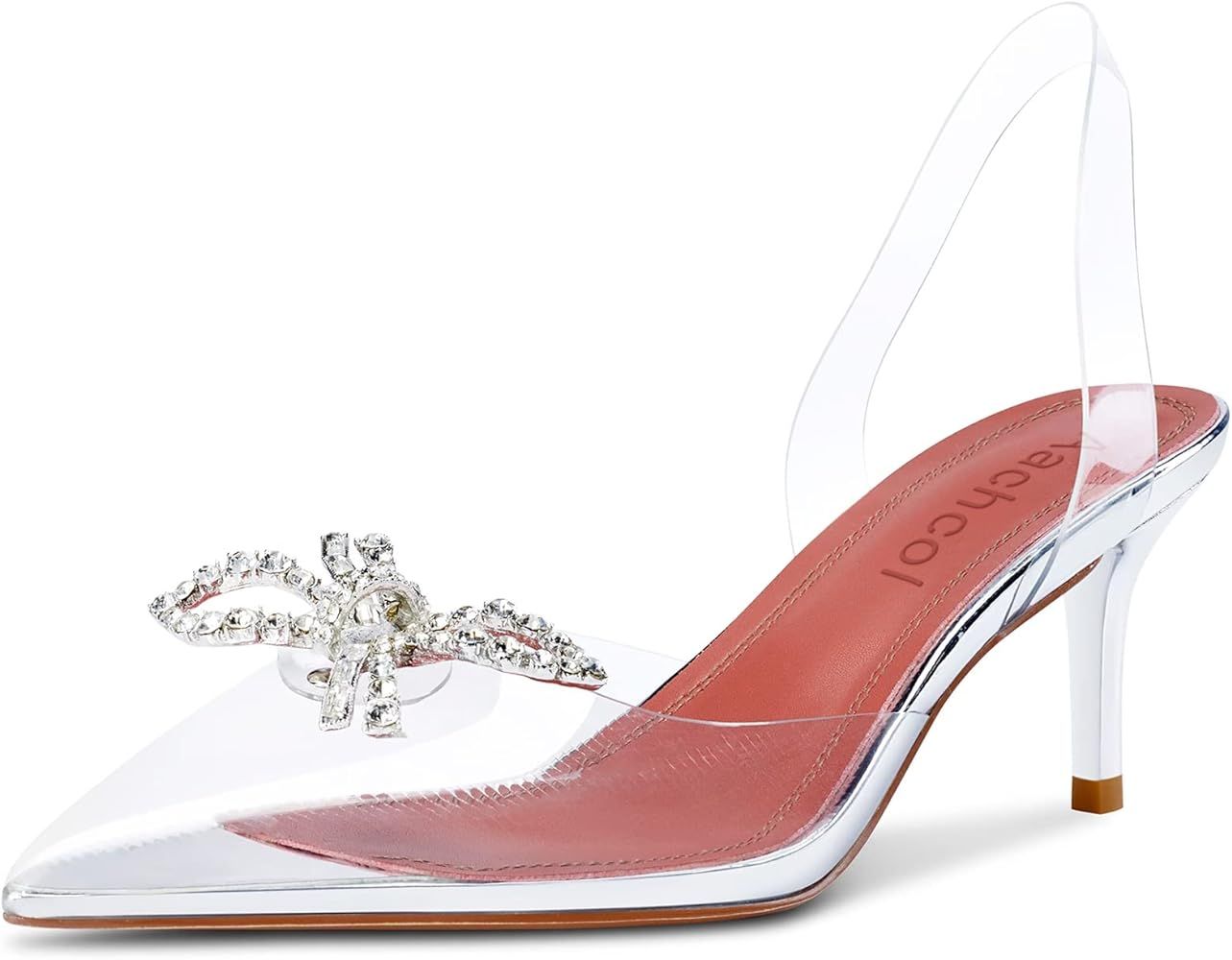 Aachcol Women Kitten Heel Sandals Pointed Toe Slingback Pumps Party Wedding Dress Shoes | Amazon (US)