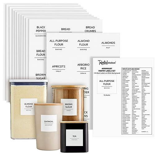 Talented Kitchen Minimalist Food Labels - 2.5" x 2.5" Matte White Vinyl, Pack of 157 - Pantry & F... | Amazon (US)