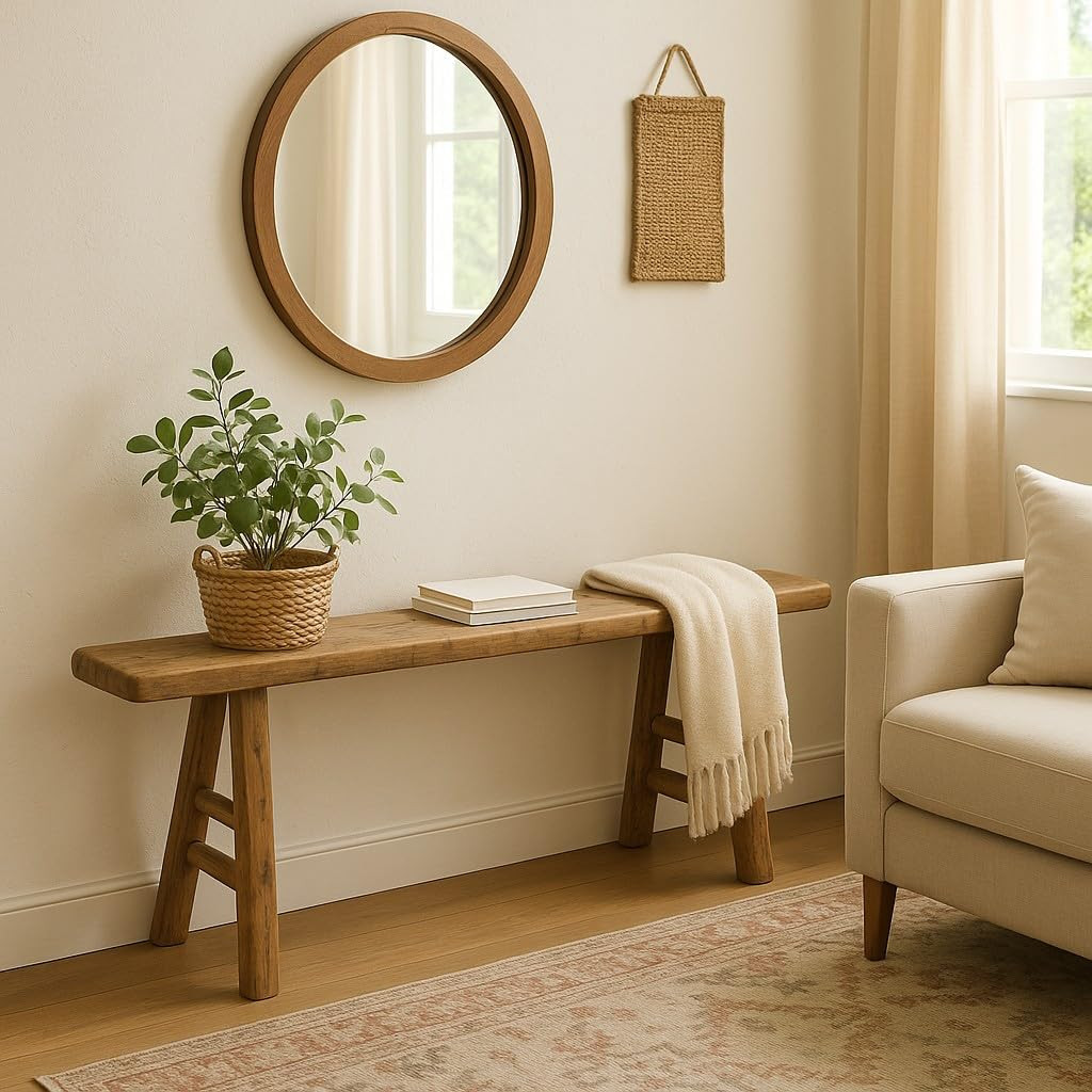 Artissance Handmade Wooden Entryway Bench, Vintage Noodle Bench for Living Room, Bedroom, or Entr... | Amazon (US)