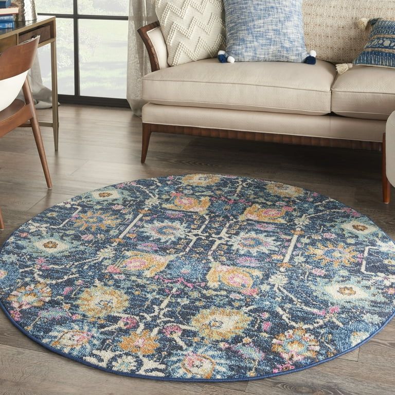 Nourison Passion Bohemian Navy 5'3" x round Area Rug, (5 Round) | Walmart (US)