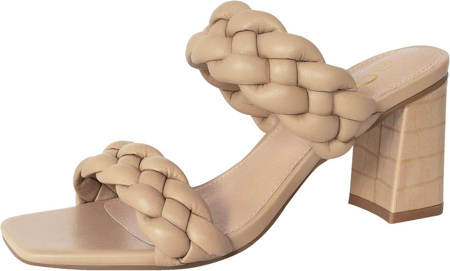 Athlefit Women's Braided Heeled Sandals Summer Square Open Toe Chunky Block Heels | Amazon (US)