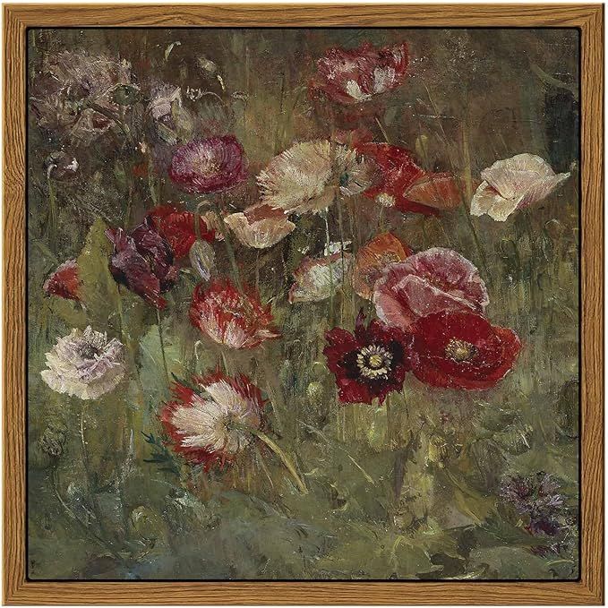 InSimSea Square Framed Wall Art Decor, A Bed of Poppies Paintings, Classical Floral Wall Pictures... | Amazon (US)