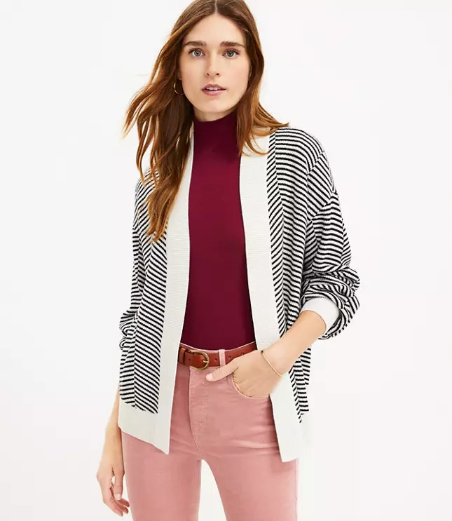 Herringbone Open Cardigan | LOFT
