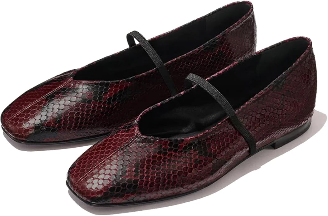 Women's Mary Jane Flats Square Toe Slip On Ballet Shoes with Ankle Strap Comfortable Dressy Flats... | Amazon (US)