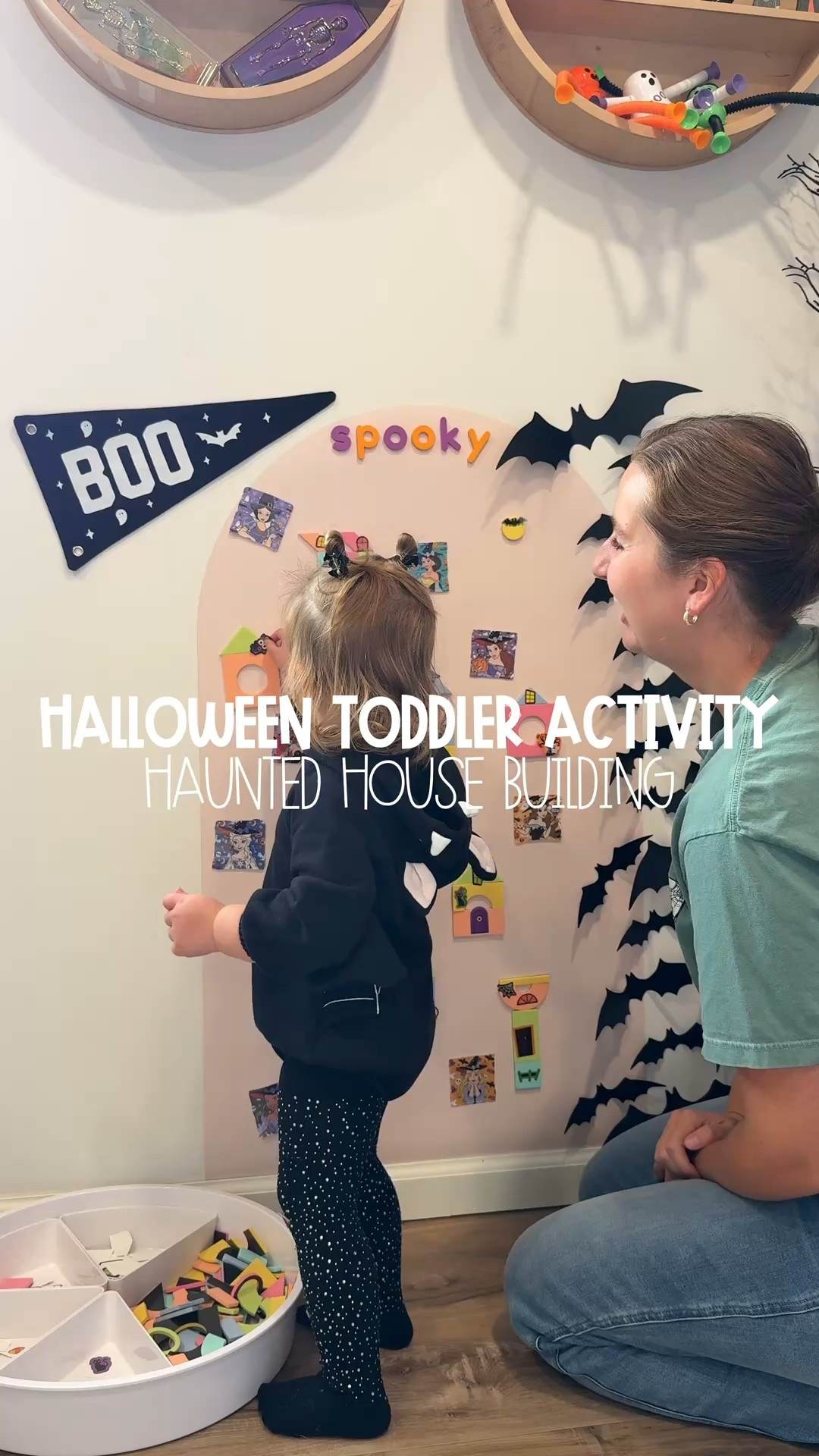 Magnetic shapes + spooky stickers = the cutest Halloween activity 👻
We used our magnetic wall and shape set from @cherrypick.toys to build haunted houses for our toddler to decorate! 
Such a fun, screen-free Halloween idea that kept her busy for so long 🎃🧲

toddler Halloween activity, magnetic toy ideas, Halloween play setup, Cherry Pick Toys, toddler toys, toddle toy, magnetic wall

#LTKFamily #LTKKids #LTKHalloween