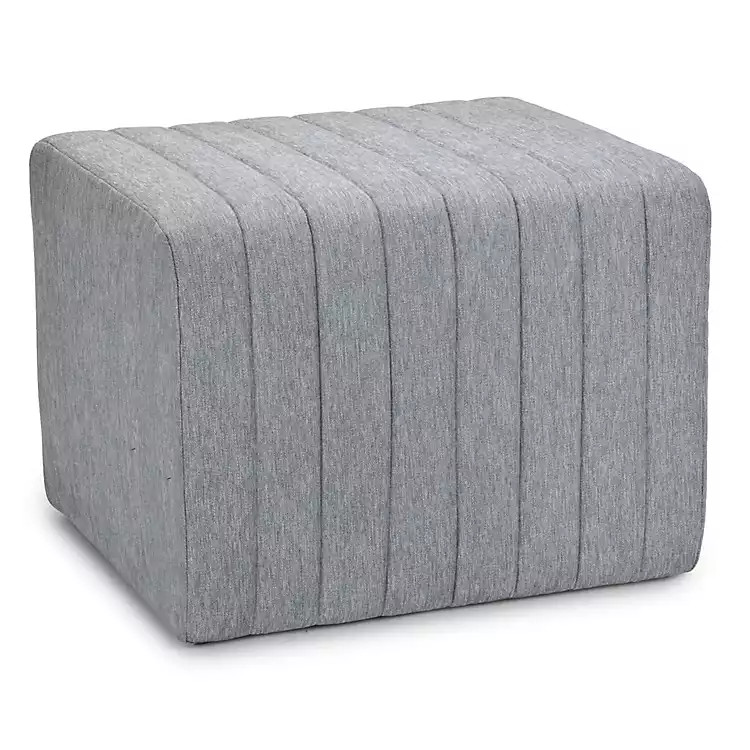 New! Light Blue Taylor Ribbed Fabric Ottoman | Kirklands