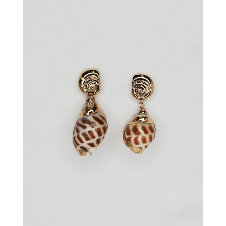 Time and Tru Goldtone and Natural Shell Earring, 1 Pair | Walmart (US)