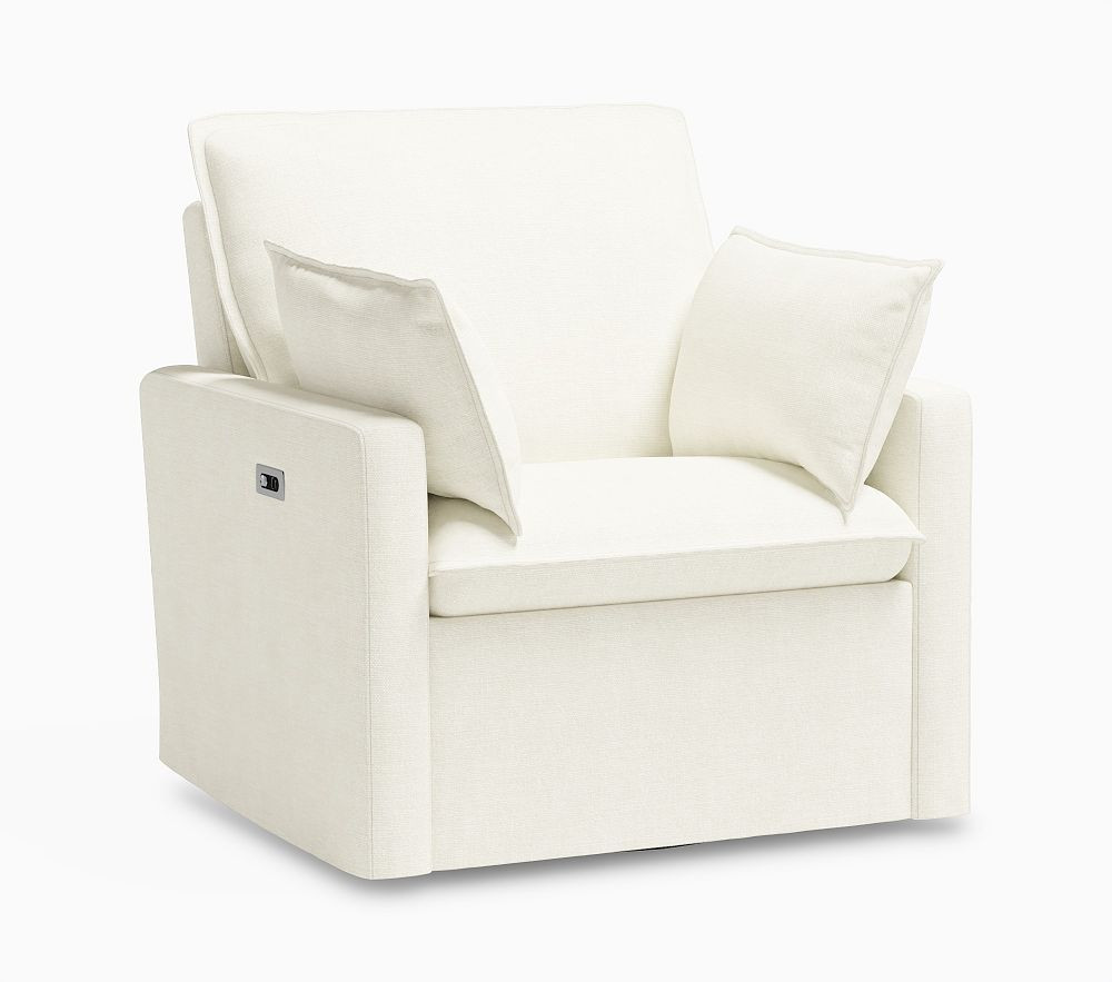 Paxton Pillow Relaxed Power Recliner Rustic Linen White | Pottery Barn Kids