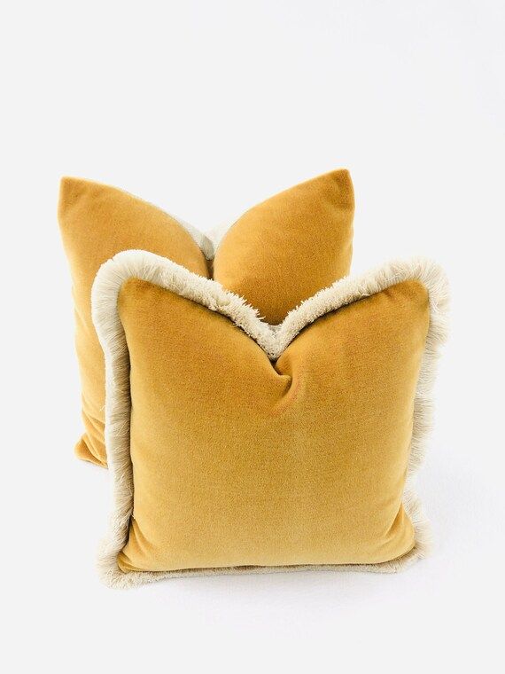 High End Mohair Velvet in Mustard Decorative Pillows | Etsy | Etsy (US)