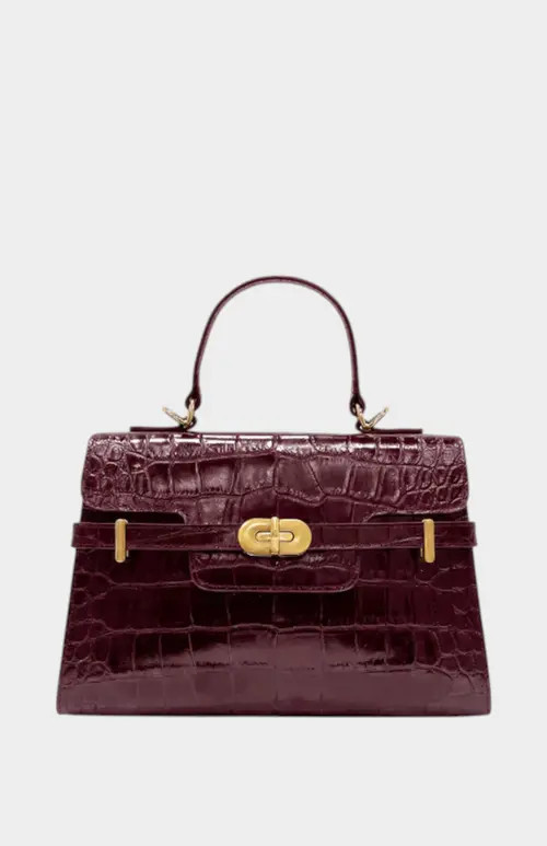 Mi Bolsa London Kensington - Top Handle Black Croc Embossed in Burgundy at Nordstrom | Nordstrom