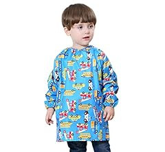 Children's Waterproof Bib Smock Pullover Sleeved Cartoon Pattern Kids Art Apron | Amazon (US)