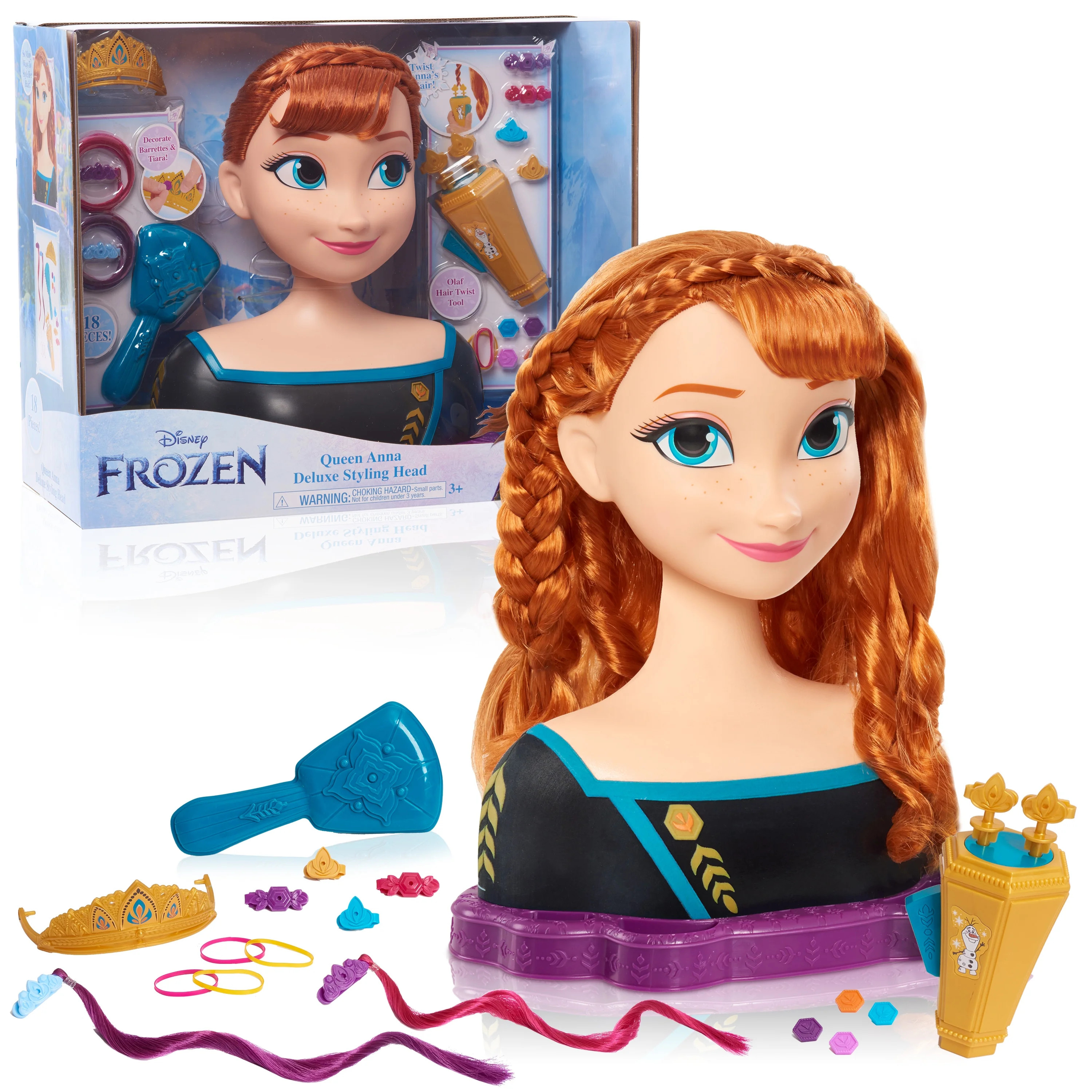 Disney’s Frozen 2 Queen Anna Deluxe Styling Head, 18-pieces, Officially Licensed Kids Toys for ... | Walmart (US)