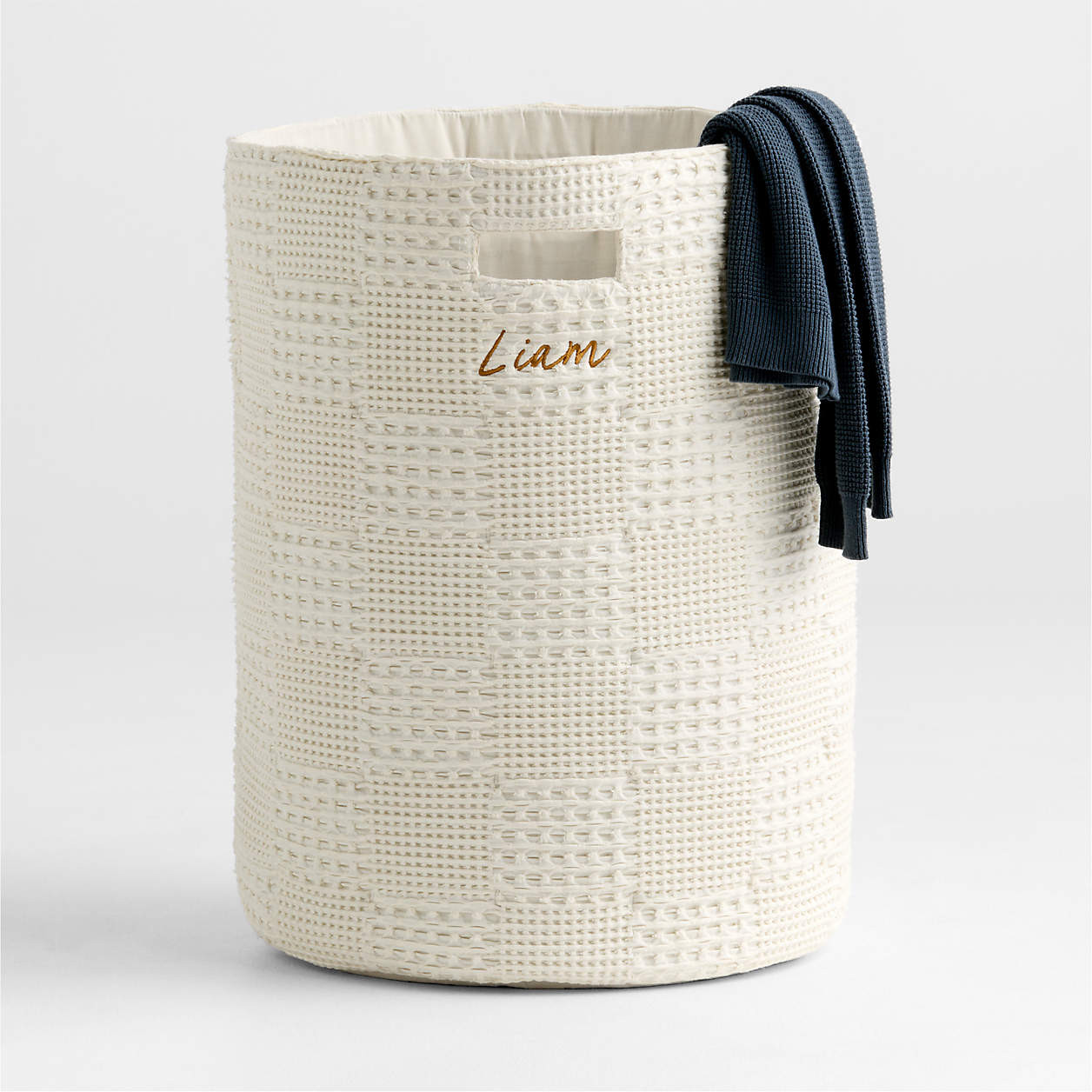 Nella Cream Organic Cotton Waffle Weave Kids Hamper with Handles + Reviews | Crate & Kids | Crate & Barrel