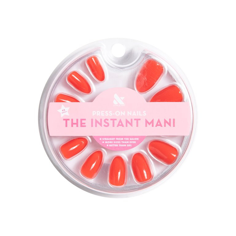 Olive & June Press-on Artificial Nails, Almond Medium, Lava, Red, 42 ct | Walmart (US)