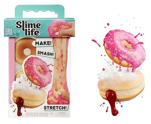 Slime Life Pink Icing Round & Jelly Filled Donuts DIY Slime Kit - Unboxing Ingredients to Make, Smash, and Stretch Your Food Slime, Ages 8+ | Amazon (US)