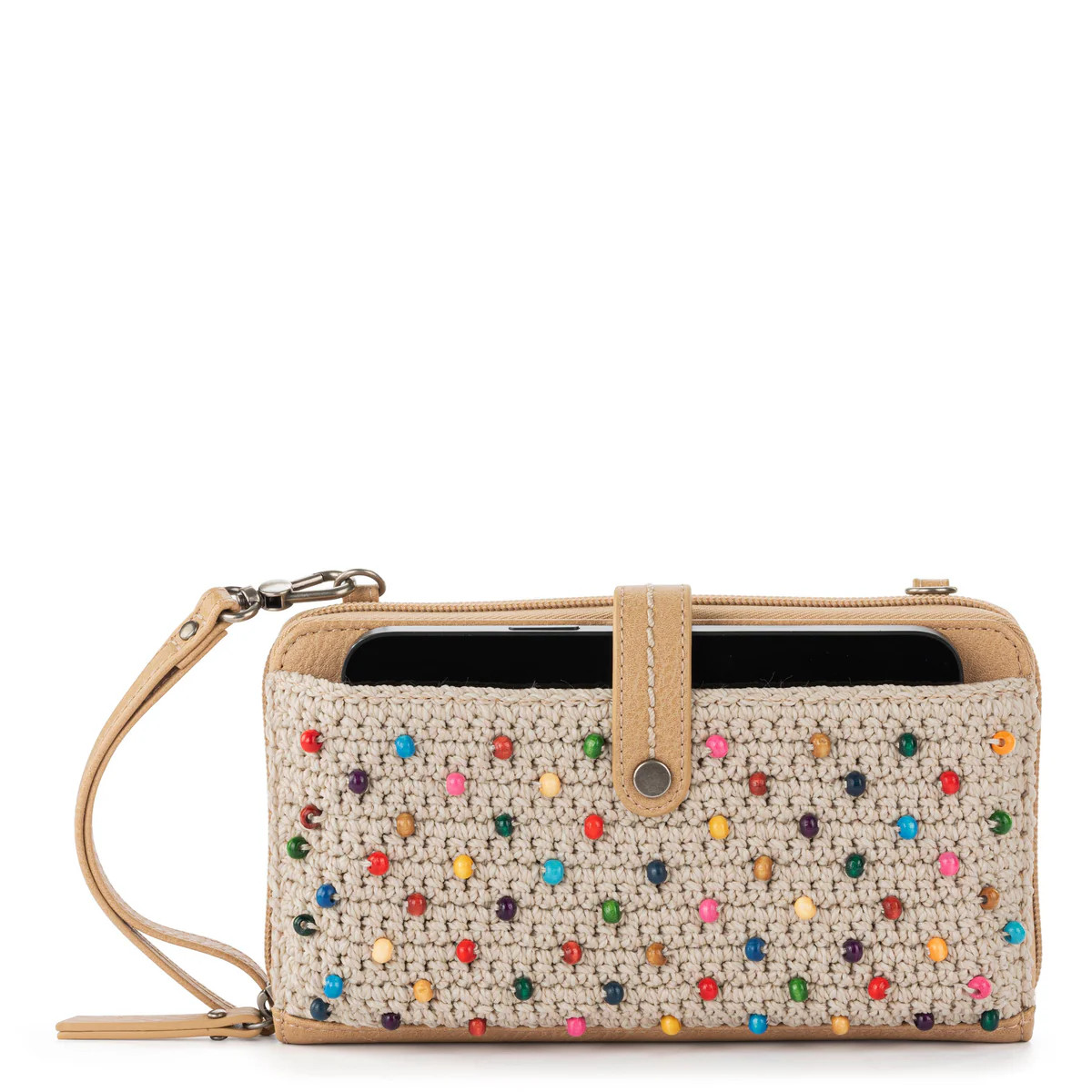 Iris Smartphone Wallet in Ecru Multi Beads Crochet | The Sak