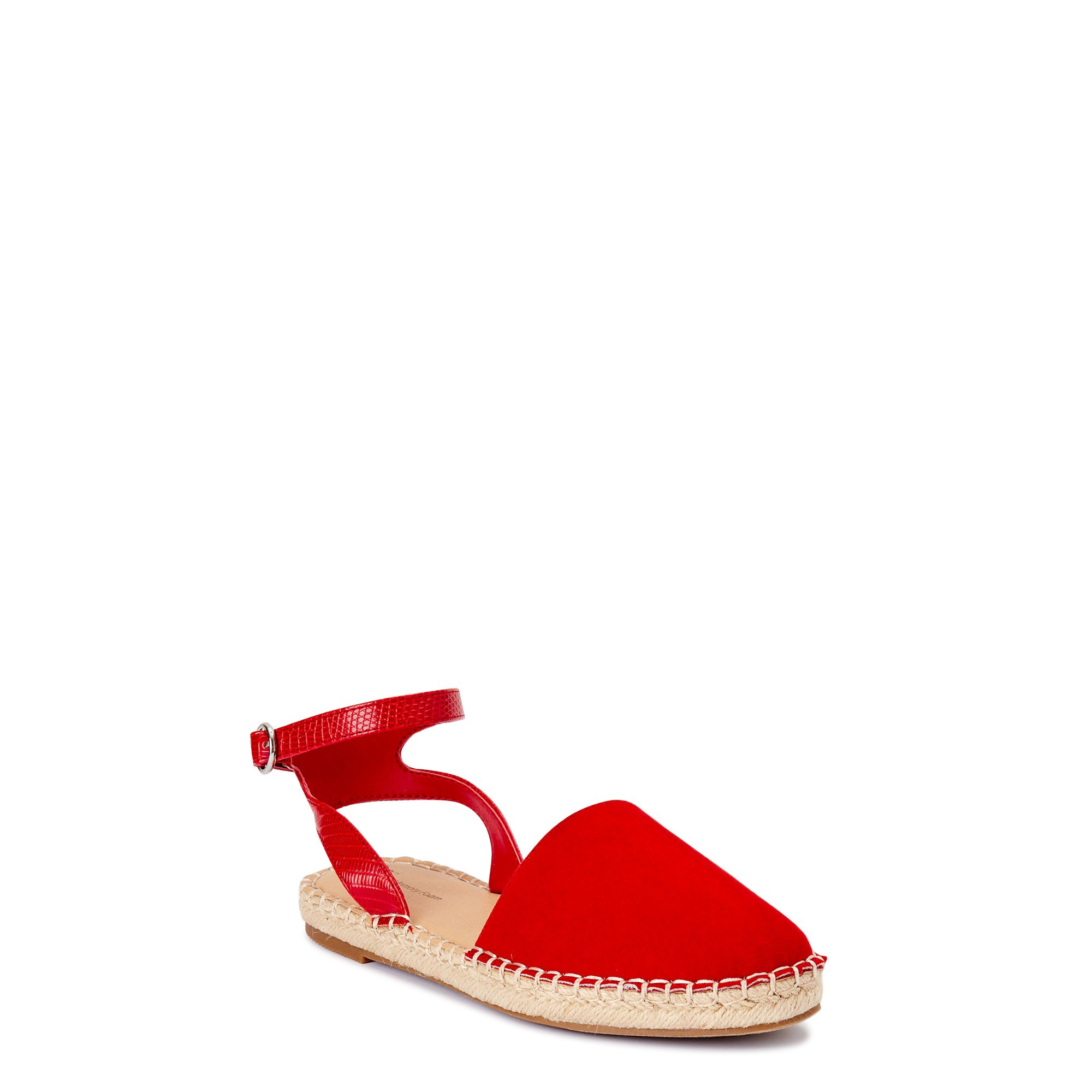 Time and Tru Women's Ankle Strap Espadrille Flats (Wide Width Available) | Walmart (US)