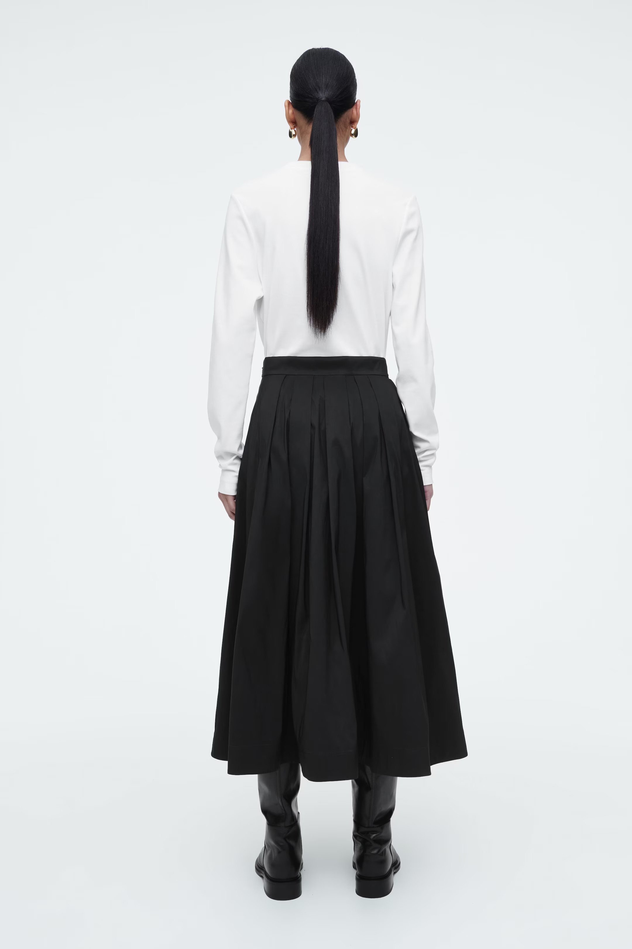 PLEATED A-LINE MIDI SKIRT - BLACK | COS (AU)