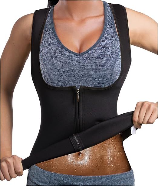 Amazon.com: GAODI Women Waist Trainer Vest Slim Corset Neoprene Sauna Tank Top Zipper Weight Loss... | Amazon (US)