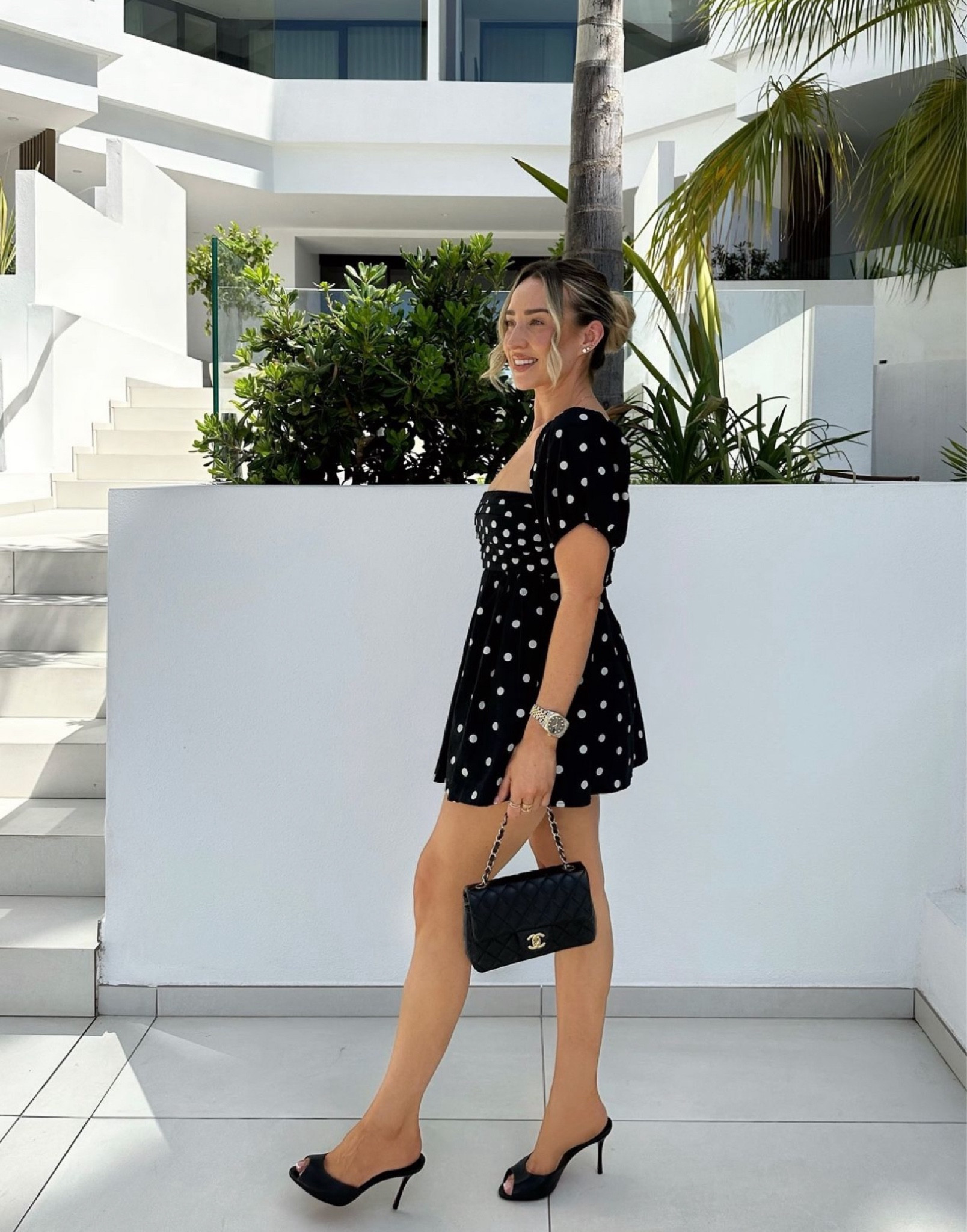 Spotty summer 🖤 loving this retro, 90s timeless look with this Abercrombie polka dot dress, paired with my new Christian Louboutin peep toe mules

#LTKstyletip #LTKsummer