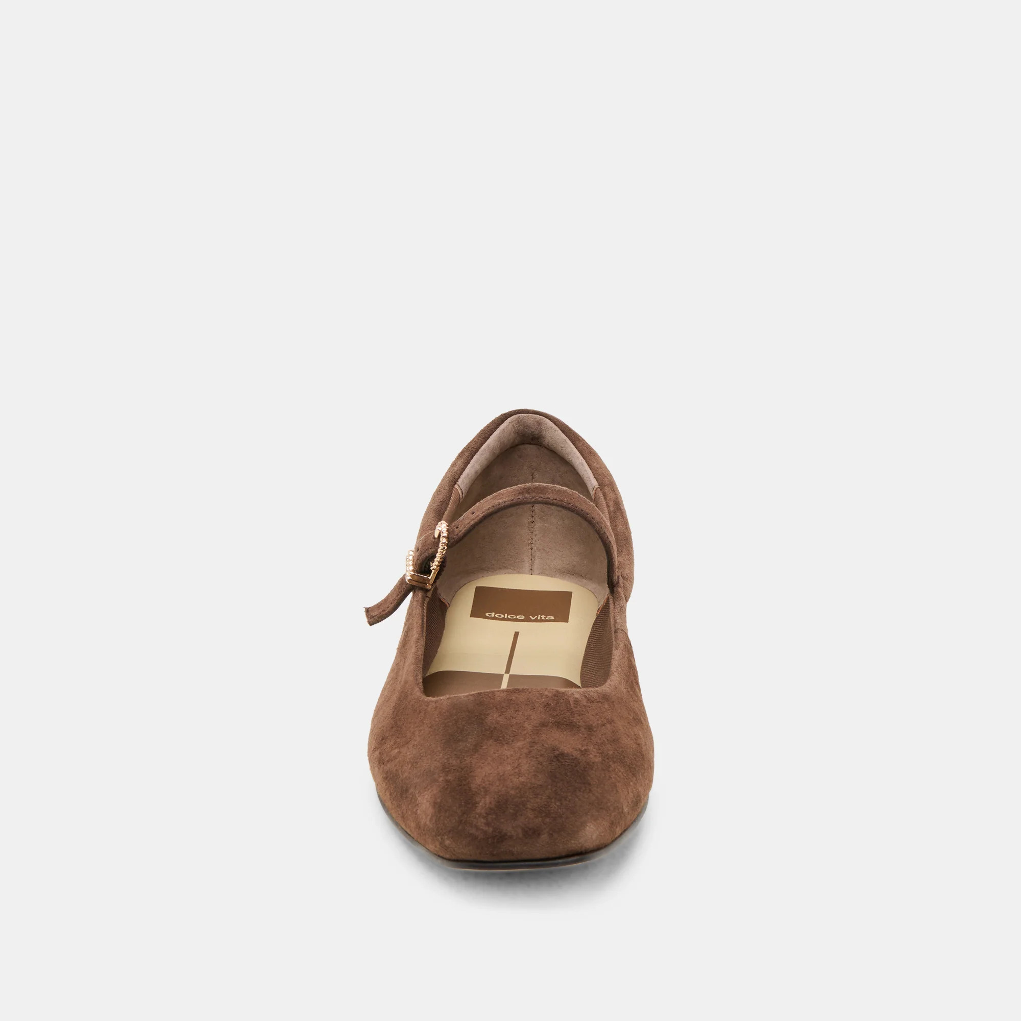 Reyes Wide Ballet Flats Dk Brown Suede | DolceVita.com