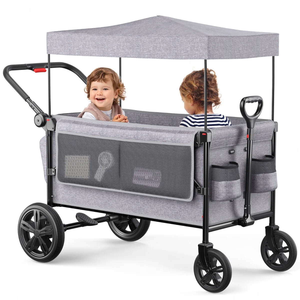SACVON All-Terrain Stroller Wagon for Toddlers with Canopy, Parent Organizer, Adjustable Handleba... | Walmart (US)