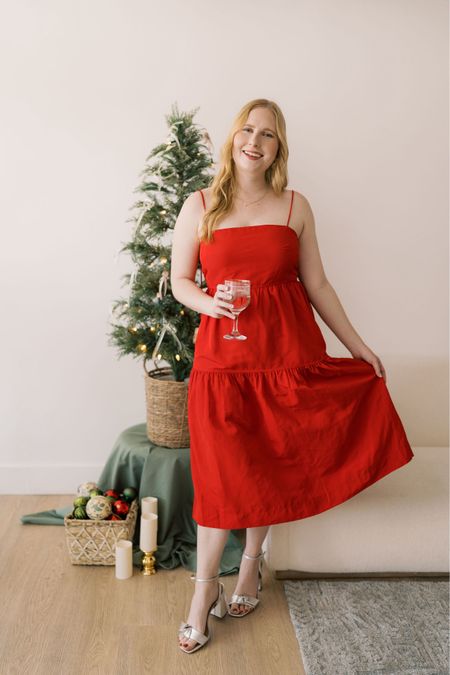 Walmart red dress, holiday dress, holiday outfits, red holiday dress, Affordable by Amanda wears a red strap dress from Walmart next to a Christmas tree 

#LTKHoliday #LTKSeasonal #LTKfindsunder50