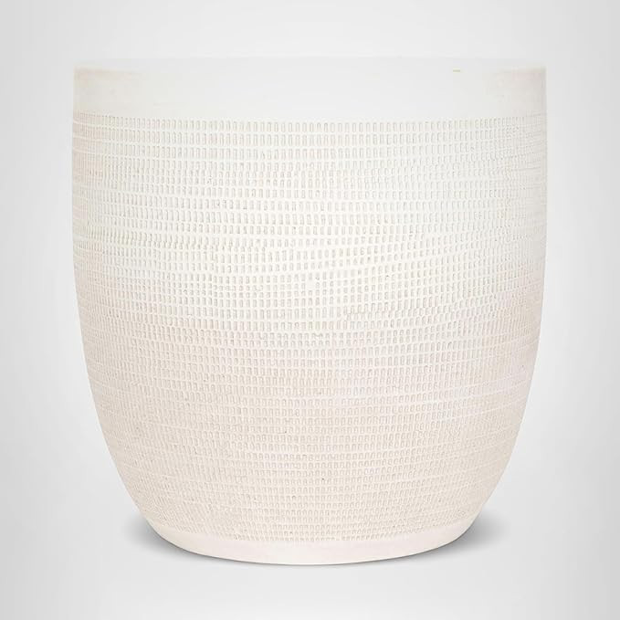 Creative Co-Op Large Matte White Embossed Stoneware Planter | Amazon (US)