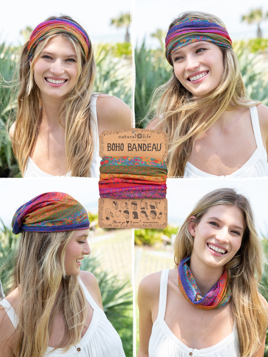 Full Boho Bandeau® Headband - Rainbow Borders | Natural Life