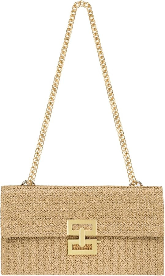 Rancco Straw Clutch Purses for Women, Woven Purse with Detachable Strap Hardware Buttom Closure f... | Amazon (US)