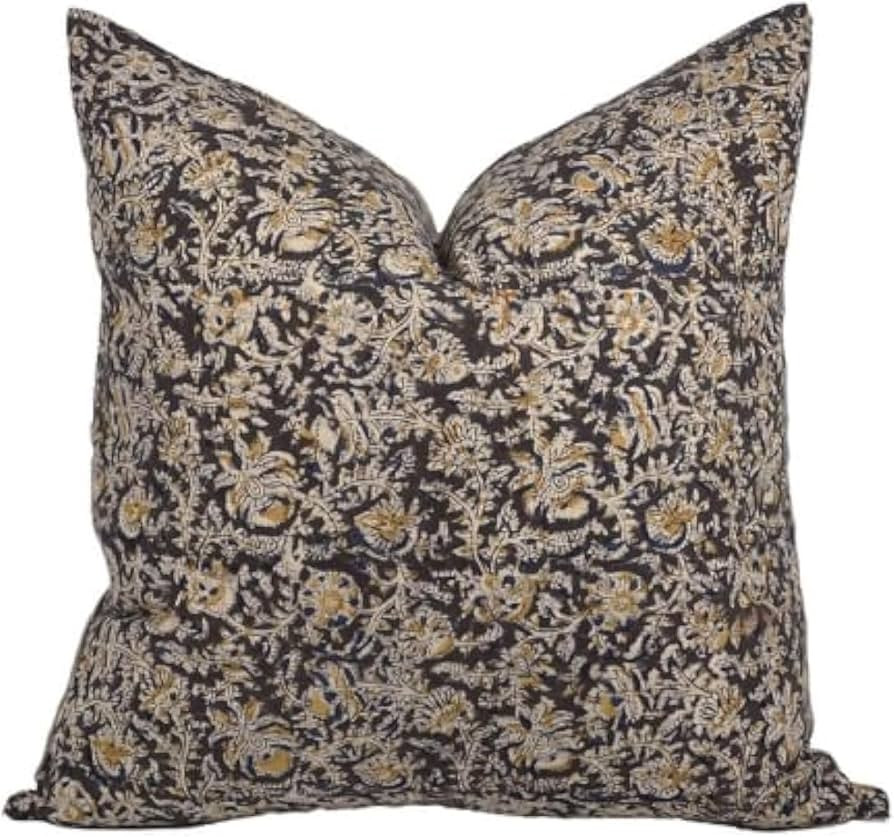 Pillow Cover Linen Lightweight 20 x 20 in Double Sided Block Print with Zipper Easy Removal Home ... | Amazon (US)