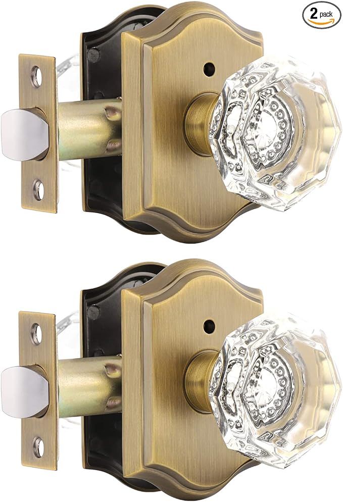 Gobrico Privacy Door Lock Sets Crystal Knobs Heavy Duty Door Hardware,Keyless Bath/Bed Door Knobs... | Amazon (US)