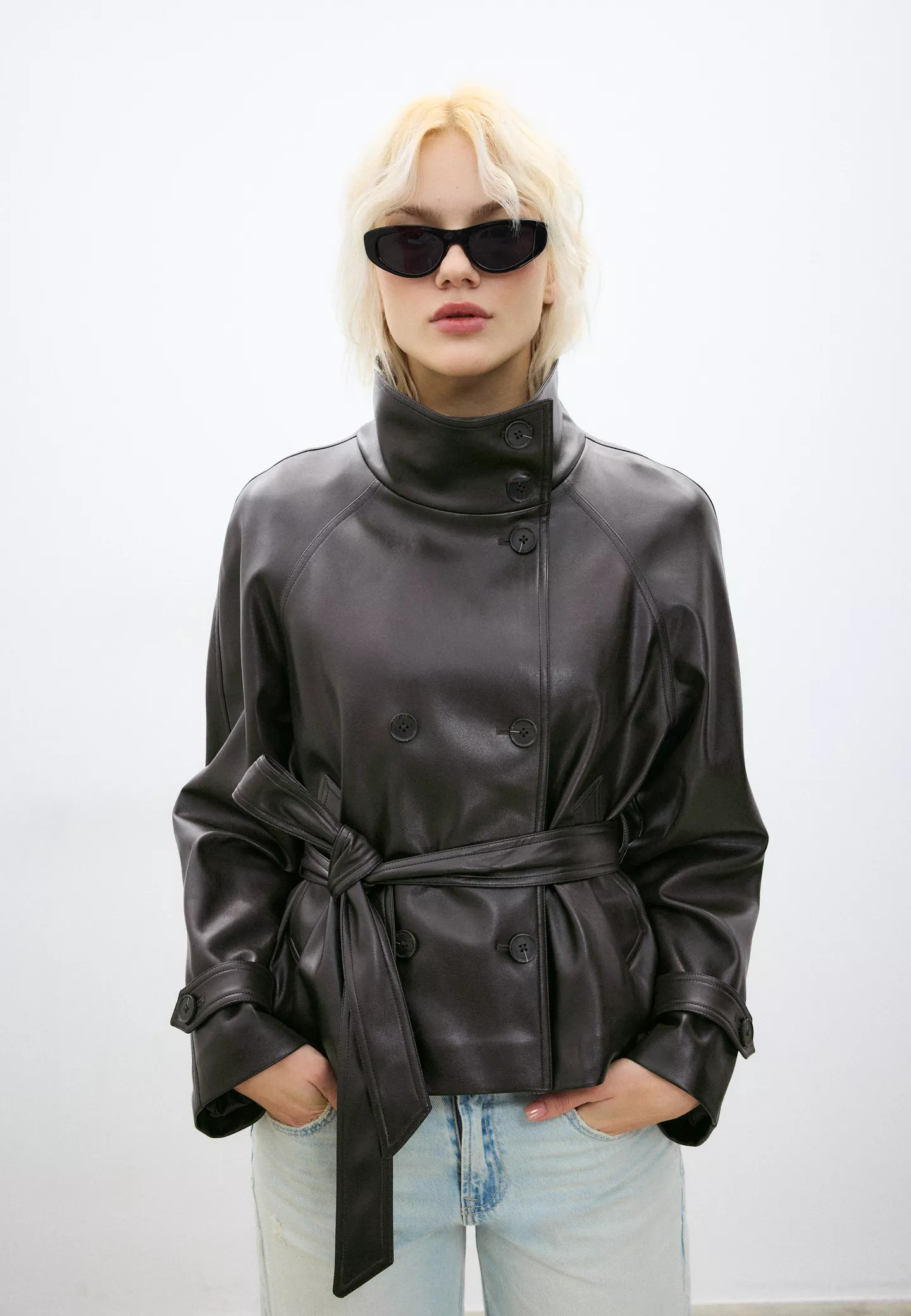 High neck leather effect trench coat - Women's Mocacos Nuevo | Stradivarius United Kingdom | Stradivarius (UK)