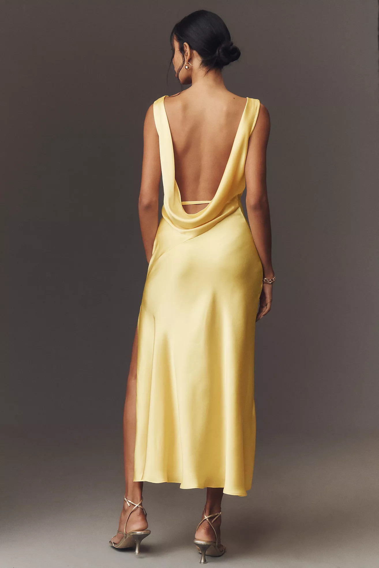 BHLDN Cowl-Neck Open-Back Floral Drop-Waist Midi Dress | Anthropologie (US)