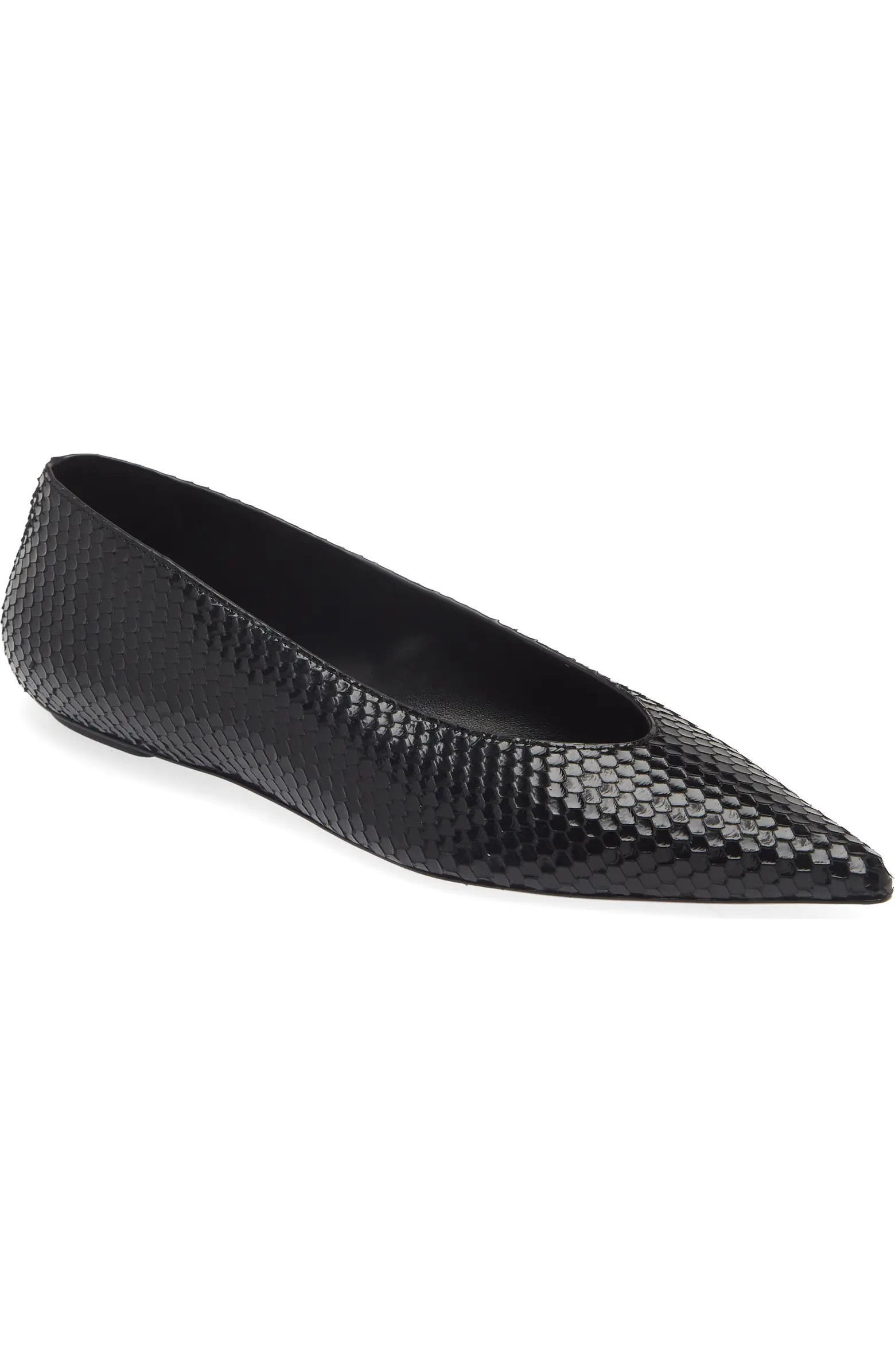Lina Snakeskin Embossed Pointed Toe Flat (Women) | Nordstrom